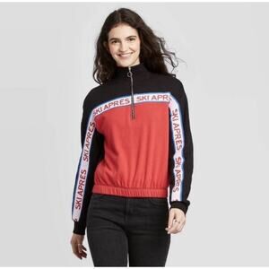 Well Worn NWOT Ski Apres 1/2 Zip Pullover Sweater Size XL Red Elastic Waist